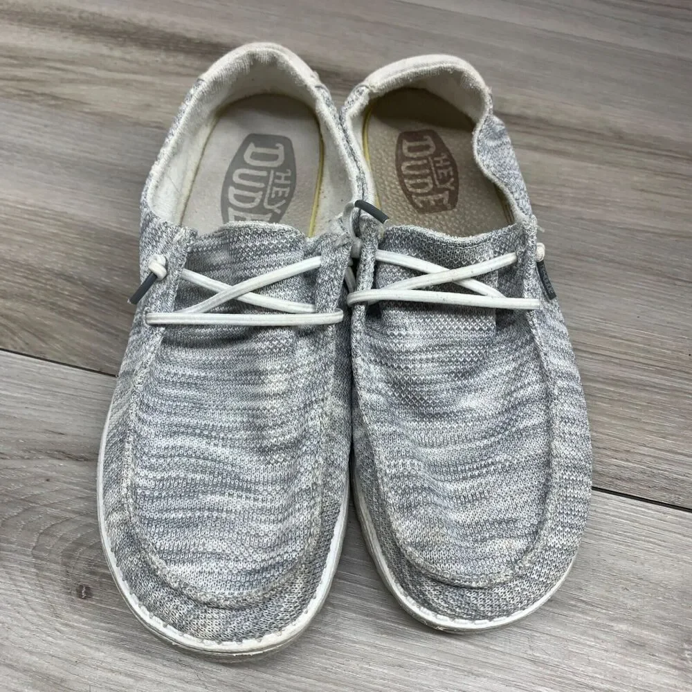 Hey Dude’s Women’s Wendy Sox Glacier Gray/White‎ Comfort Shoes 9/40